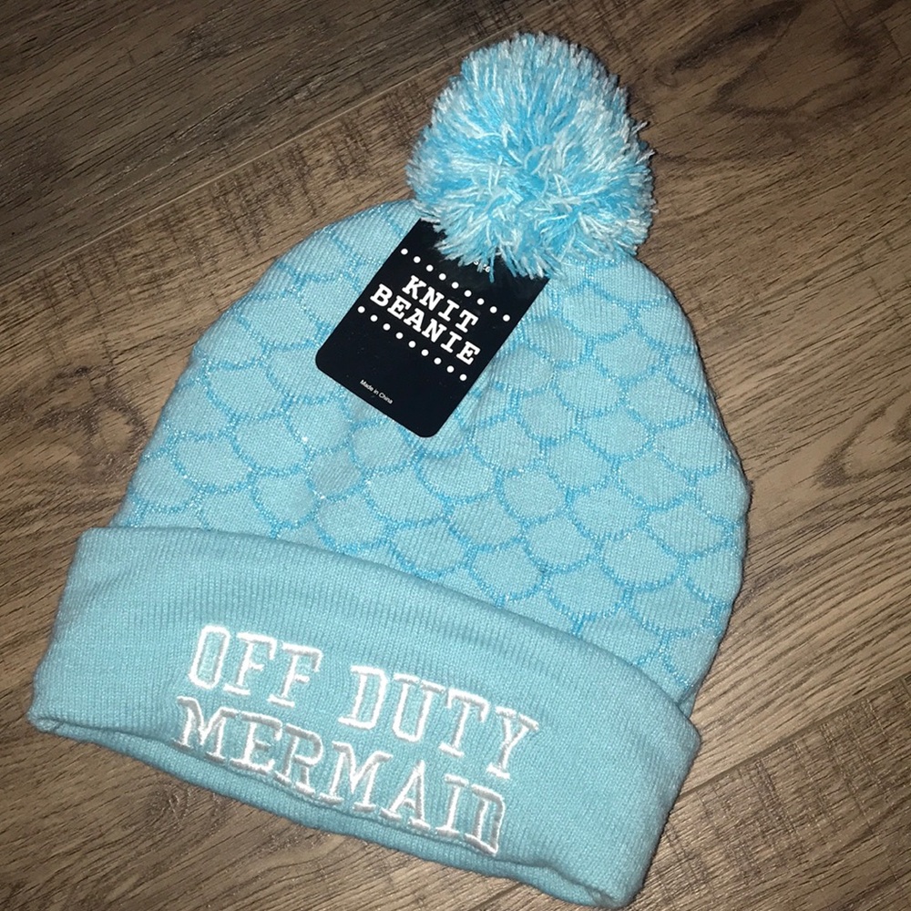 Girls blue mermaid beanie hat